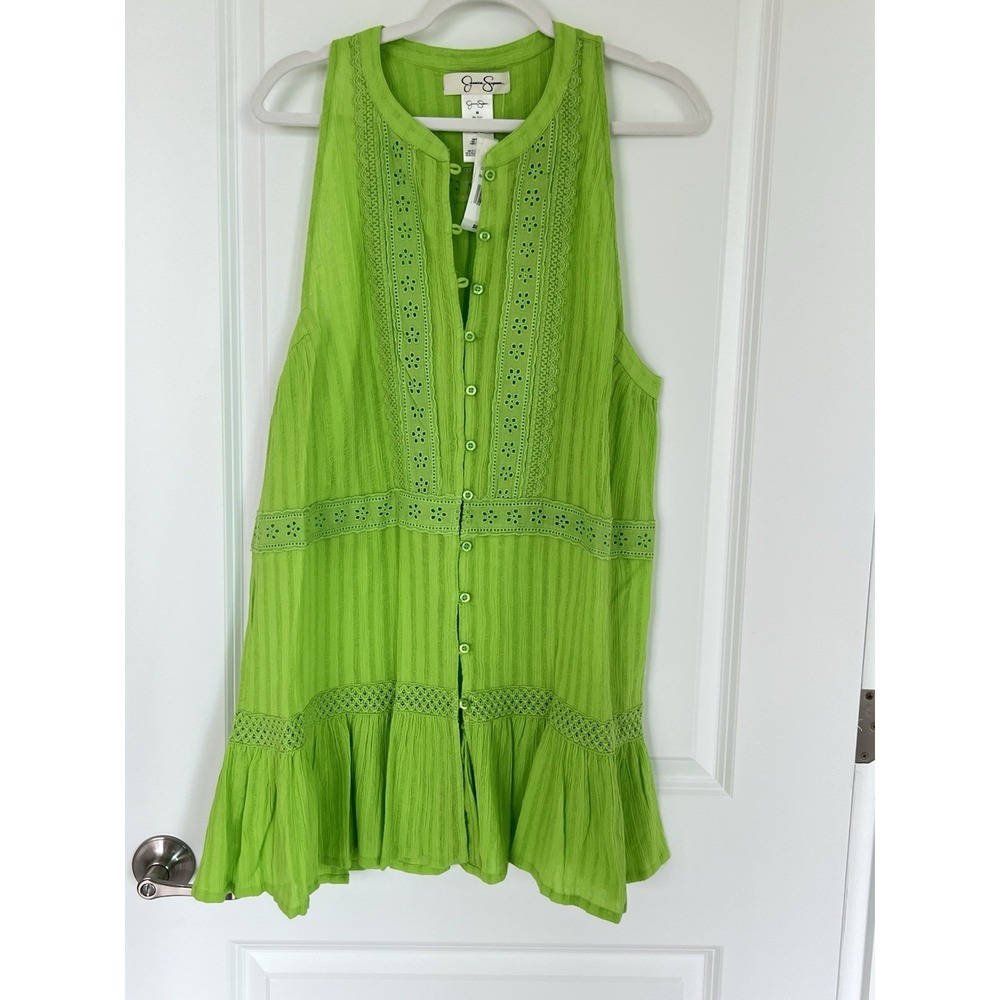 NWT Jessica Simpson BUTTON FRONT SWING COVER UP Size M Lime